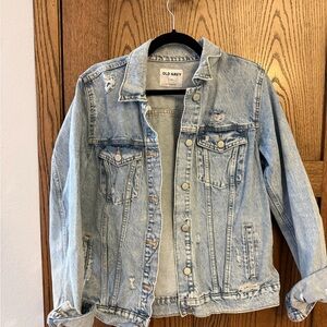 Old Navy Light Blue Distressed Denim Trucker Jacket